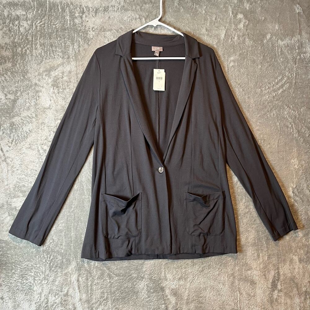 J. Jill Stretch Blazer Cardigan Small Flagstone Gray Soft Knit Work Jacket New